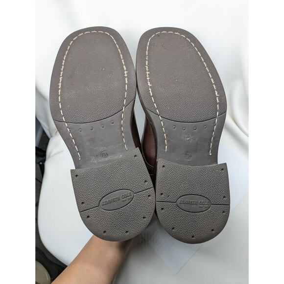 Y2K Kenneth Cole Chunky Oxford Dress Shoes Mens 7.5 Brown Leather Italy Preppy - Picture 7 of 8